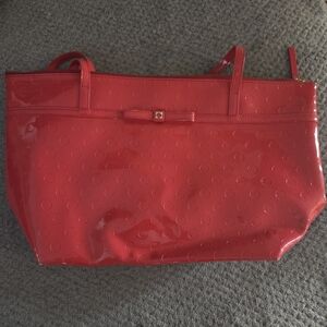 Red Patent KATE SPADE Tote Bag with Bow Accent